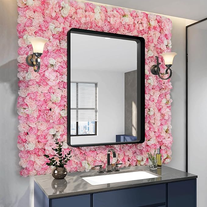3D Flowers Wall Panel 15 * 15inch-12Pcs Artificial Flower Wall Background Silk Rose Mat for Home Party Wedding Backdrop Wall Decor Shop Photo Backdrop Floral Wall Arrangement