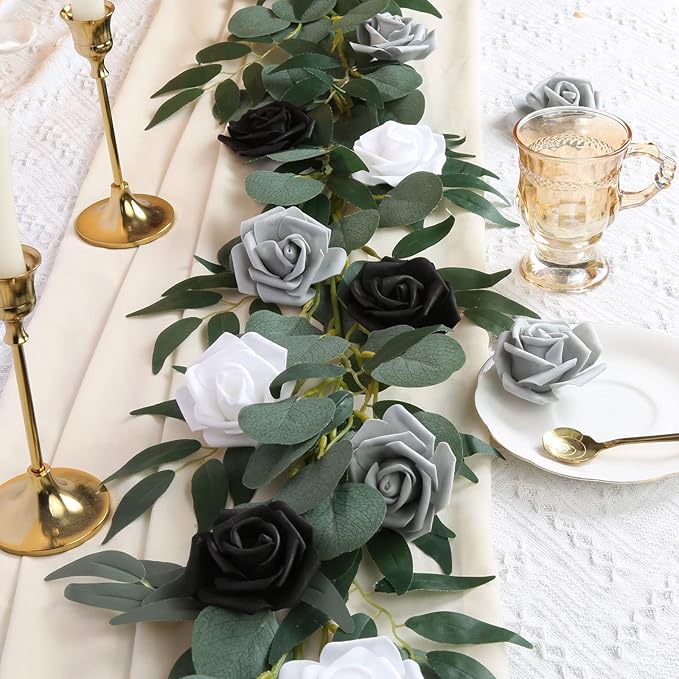 200pcs Black Artificial Foam Rose Flower Head, 3-Inch Fake Flower Heads Stemless Flowers for DIY Crafts,Wedding Bouquets Centerpieces Arrangements Party Baby Shower Home Decor (Black)