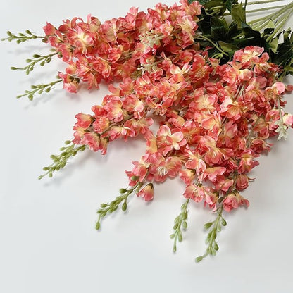 8 pcs Coral Delphinium Artificial Flowers, 34.25''Artificial Snapdragon Flowers Tall Fake Flowers Silk Flowers Faux Delphinium Bulk for Tall Vase Home Wedding Garden Table Decor (Coral)