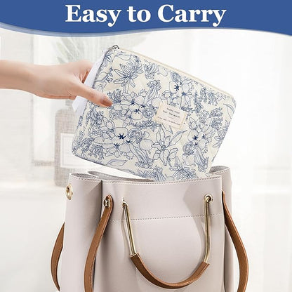 2PC Makeup Bag Set, Cute Cosmetic Bag for Women Girls, Floral Coquette Aesthetic Toiletry Bag, Travel Make Up Organizer Bag (Black Rose)