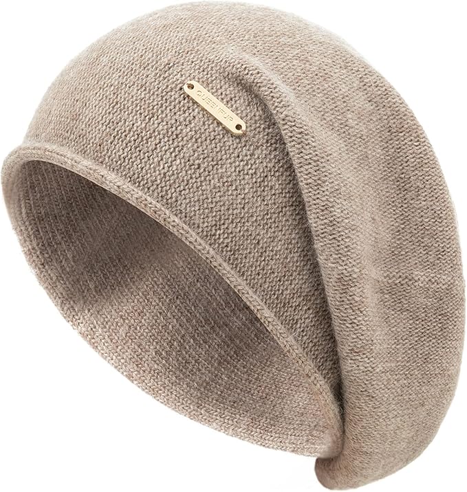 QUEENFUR Knit Slouchy Beanie Hats for Women Cashmere Ski Cap Knitted Wool Soft Warm Winter Hat
