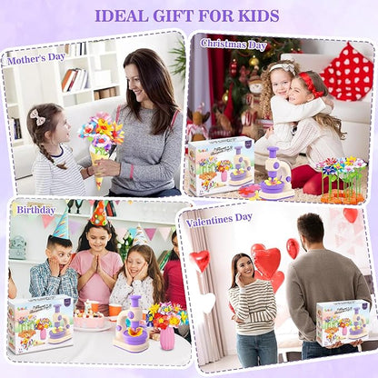SANANT Fabric Flower Bouquets Toys, DIY Arts and Crafts Toys for Kids 4-8, Making Kit Build Own Bouquet, DIY Educational Activities Flower Making Kit Toys for Toddlers, Birthday Gifts for Girls
