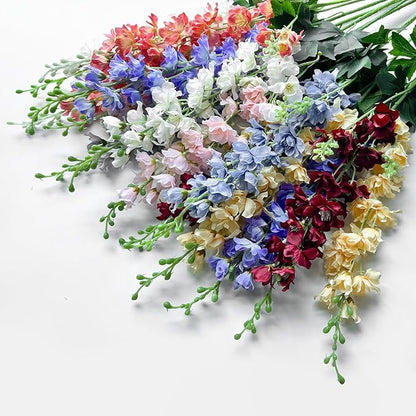 8 pcs Burgundy Delphinium Artificial Flowers, 34.25''Artificial Snapdragon Flowers Tall Fake Flowers Silk Flowers Faux Delphinium Bulk for Tall Vase Home Wedding Garden Table Decor (Burgundy)