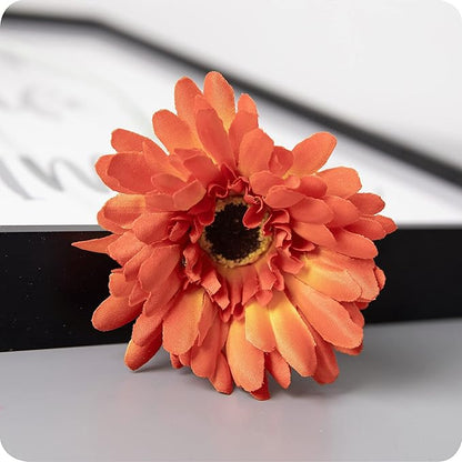 12pcs Artificial Gerbera Daisies,22 Inch Long Stem Silk Daisy Flowers,Realistic Artificial Flower Mums for Home Décor Centerpiece Wreath Supplies Wedding Bouquet,Orange