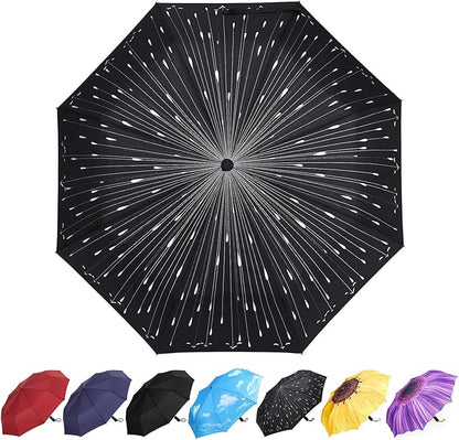 YumSur Compact Travel Umbrella - Windproof, Reinforced Canopy, Tested in 60mph Winds, Strong Reinforced Windproof Umbrella, One Touch Auto Open/Close for Men & Women