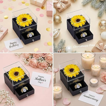 Christmas Gifts Forever Sunflower Gifts for Women Girlfriend Wife Mom, You are My Sunshine Necklace Gift Box for Birthday Wedding Mother's Day Xmas Present Sunflower Jewelry Home Decor