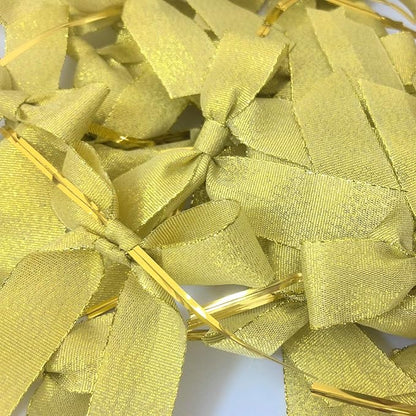 50pcs 3-1/2" Metallic Gold Satin Ribbon Bows with Twist Ties for Gift Wrapping Packing Christmas Decoration (Metallic Gold)