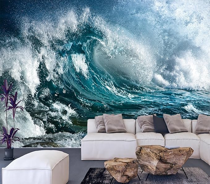 Cliouar-Ocean Mural Wallpaper Peel and Stick 137" x 102"