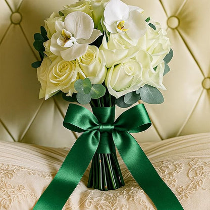Fullive 1 1/2 Inch Christmas Ribbon, 30 Yards Forest Green Ribbon for Gift Wrapping, Polyester Solid Satin Ribbon for Flower Bouquet for St. Patrick's Day Christmas Decorations Floral Arrangements
