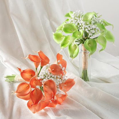 DuHouse 20Pcs Artificial Calla Lily Flower Real Touch Latex Flowers for DIY Wedding Bouquet Party Home Decor (Green)