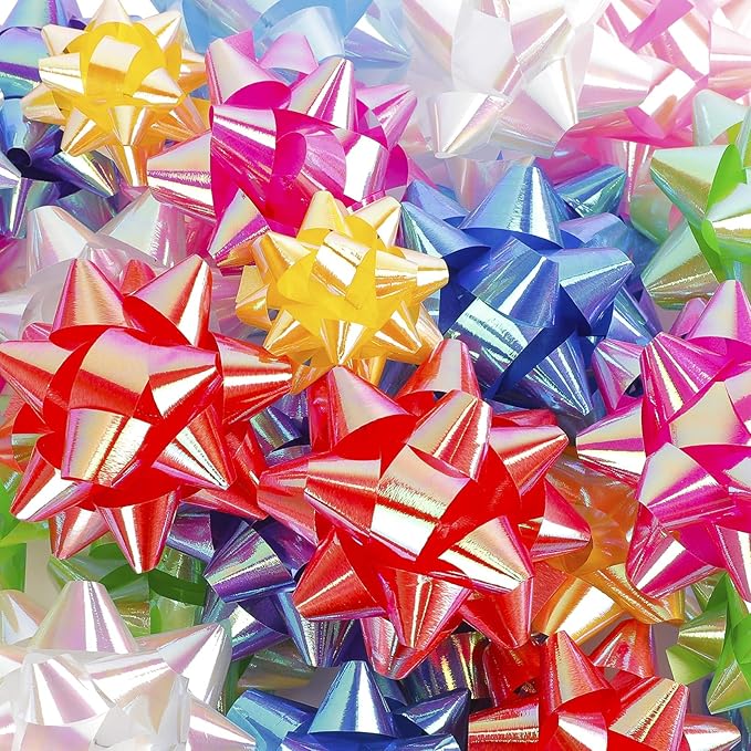 WELTOKE 72 Gift Bows Assortment with 18 Rolls Curling Ribbons, Holiday Bows for Gift Wrapping, Christmas Wrapping Ribbon, Crafting, Wedding, Party, Festival, Florist Flower(9 Rainbow Colors)