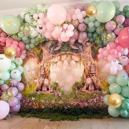 Dusty Green Purple Pink Balloon Arch Kit, Fairy Wildflower Balloon Garland Sage Green Blush Pink Lavender Purple Gold Balloons for Flower Floral Wonderland Baby Shower Wedding Birthday Party Decor
