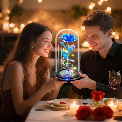 Childom Christmas Rose Gifts for Women,Birthday Gifts for Women Mom Christmas,Flowers for Delivery Prime,Blue Light Up Rose in A Glass Dome,Anniversary Flowers Gift for Her Grandma Valentines Day