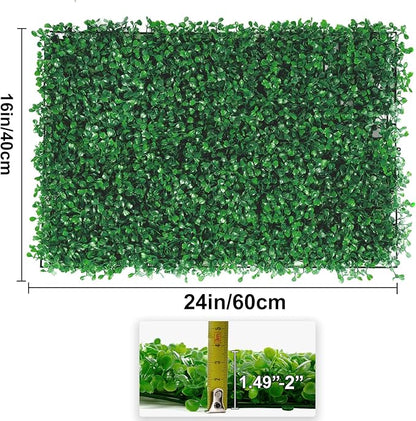 12 Pieces 24"x 16" Artificial Boxwood Panel, Grass Wall Panel, Boxwood Hedge Wall Panels UV Protected Suitable for Artificial Green Wall Decor, Fence Garden Wedding Backyard Decor
