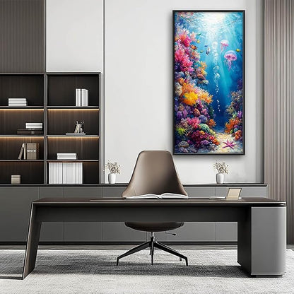 Ocean Large Wall Art Nautical Coral Sealife Pictures Wall Decor Undersea Canvas Seascape Print Painting Modern Artwork Home Decoration for Entrance Living Room Bathroom Bedroom Office Framed 60"x30"