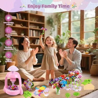 Bsgifts Fabric Flower Making Toys, DIY Flower Press Kits for Kids Ages 3-12, Creative Educational Activity Arts & Crafts Toys, Ideal Christmas Birthday Gifts for Girls