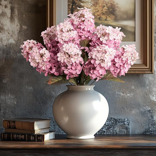Fake Flowers Hydrangea Silk Flowers With Stems White Flowers Fake Flowers In Vase Hydrangea Artificial Flowers Winter Flowers Artificial For Decoration Vase Decor （ Pink ）24"8PCS Wthout Vase