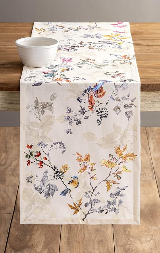 Maison d' Hermine Table Runner 100% Cotton Single Layer Table Runners 36 inches Long for Thanksgiving Christmas Decorations Home Kitchen Dining Party Wedding (Equinoxe - Beige, 14.5" x 36")
