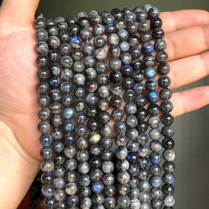 6MM 60PCS Natural Labradorite Gemstone Crystal Spacer Loose Beads for Jewelry Making DIY Bracelet 15 Inches 1 Strand A Grade