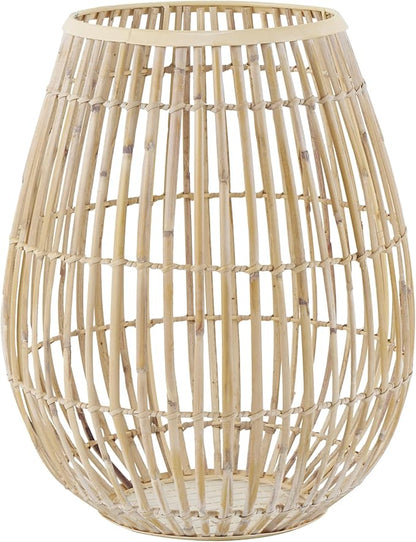 Deco 79 Bamboo Wood Handmade Decorative Vase Open Frame Round Centerpiece Vase, Flower Vase for Home Decoration 12" x 12" x 15", Brown