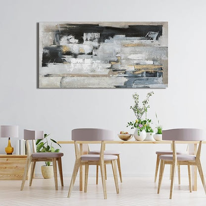 Suconvng Abstract Wall Art Ready To Hang Canvas Art Wall Decor Modern Fantasy Paintings Blue Grey Wall Art Prints Canvas Painting For Bathroom Abstract Wall Decor Bedroom Office Decoration 20"X40"