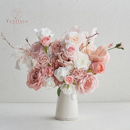 Artificial Flowers, 25pcs Artificial Rose for DIY Wedding Bouquets Centerpieces Arrangements, Pink Foam Roses with Stem for Bridal Shower Party Home Decorations