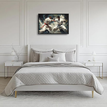 Karate Wall Art Large Sports Pictures Wall Decor Taekwondo Oversize Canvas Prints Painting Framed Artwork Home Decoration Gifts for Gym Bedroom Living Room Office 36"x24"