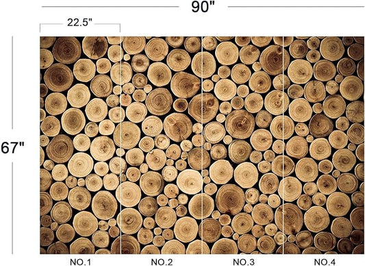 Eierme-Round Teak Wood Stump Background Mural Wallpaper Peel and Stick 90" x 67"