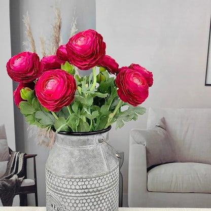 Artificial Ranunculus Flowers with Real Touch Stem, Silk Ranunculus Flowers (Red, 6pcs)