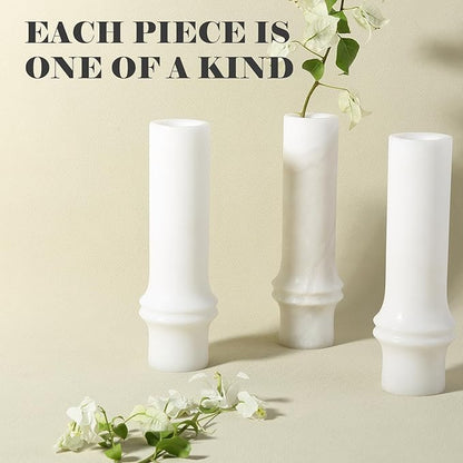 Vase for Home Decor, Marble Bamboo Vase Rustic Vintage Decorations for Living Room, Table, Bathroom, Holiday & Weddings,White Flower Vases (Namib Bianco)