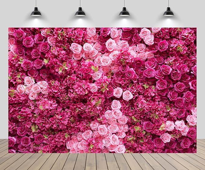 6ftx4ft Rose Wall Background Rose Photo Backdrops Spring Party Tea Party Flowers Backdrop Girls Birthday Pink Princess Party Wedding Bridal Shower Pink Floral Anniversary Ceremony Decor