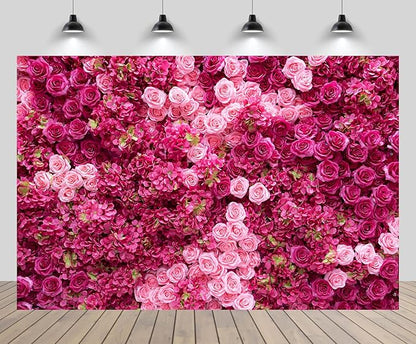 5ftx4ft Rose Wall Background Rose Photo Backdrops Spring Party Tea Party Flowers Backdrop Girls Birthday Pink Princess Party Wedding Bridal Shower Pink Floral Anniversary Ceremony Decor