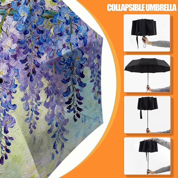 Small Compact Travel Automatic Folding Umbrella for Women, Portable Lightweight, Rain, Wind, UV Sun Shade