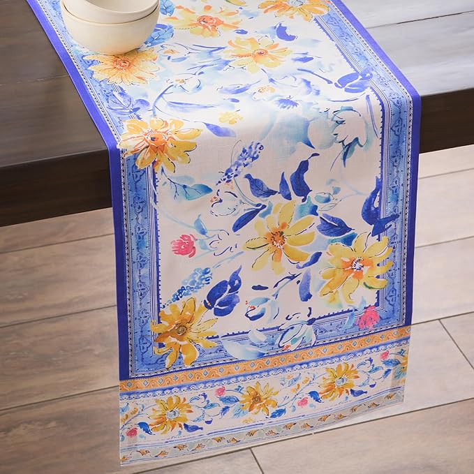 Maison d'Hermine Table Runner 100% Cotton Single Layer Table Runners 72 inches Long Decorative for Home Kitchen Dining Party Baby Shower Wedding Bridal Shower Spring Summer (Girassol, 14.50" x 72")