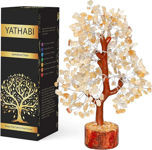 Citrine - Gemstone Tree - Feng Shui Money Tree - Crystal Tree for Positive Energy - Money Crystal Stone - Crystal Tree - Spiritual Gift - Good Table Decor - Bonsai Tree - Positive Energy