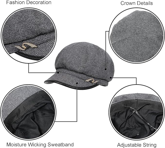 Women Retro Classic Visor Newsboy Cabbie Cap Beret Hats with Flower Buckle for Woman Ladies