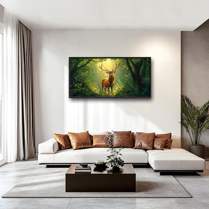 Forest Elk Deer Large Wall Art Framed Green Wall Decor for Living Room Farmhouse Deer Pictures Oversized Canvas Print Painting Modern Extra Large Framed Artwork for Bedroom Office 60"x30"