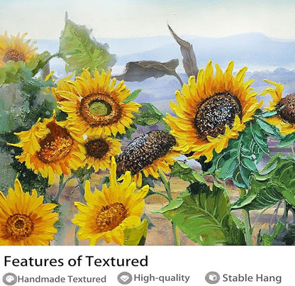 Ardemy Sunflower Wall Art Canvas Flower Yellow Picture Floral Landscape Painting for Living Room, Nature Large Framed Artwork Bedroom Bathroom Dining Room Home Office Wall Decor 40"x20"