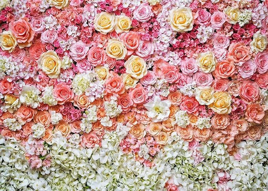 12x8ft Flower Backdrop for Photography Pink Floral Flowers Girls Birthday Baby Shower Mother's Day Wedding Photo Background Cake Table Decoration Supplies Studio Props Banner