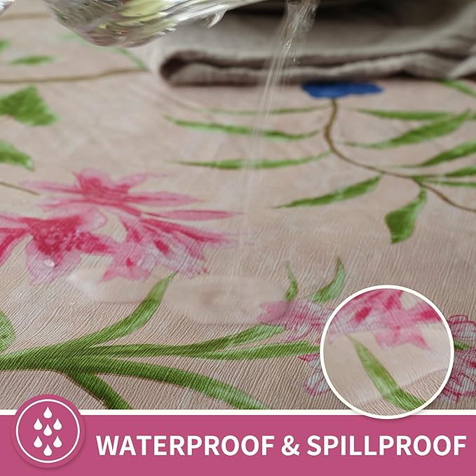 Square Table Cloth,100% Waterproof Tablecloth Oil Proof Spill Proof Vinyl Table Cloth, Wipe Clean Plastic Table Cover for Dining, Camping, Indoor and Outdoor 54" x 54",Pink