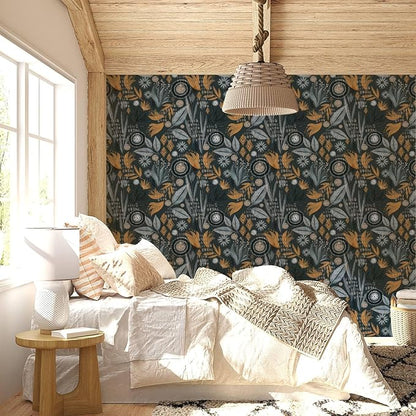 Boho Floral Peel and Stick Wallpaper Leaf Self Adhesive Wallpaper Retro Wall Decor Vintage Botanical Removable Contact Paper 17.7in x 9.8ft