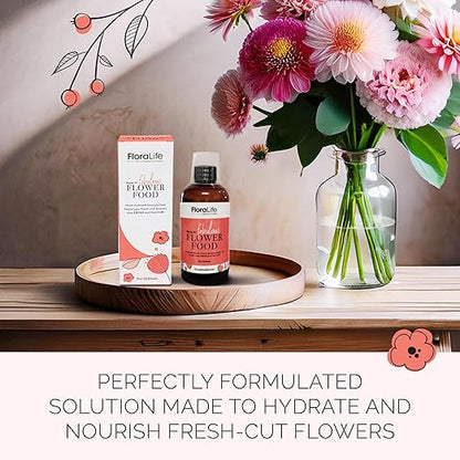 FloraLife Fresh-Cut Flowers Care Kit - Nutrition, Hydration, & Cleaning Solution with Cutting Shears