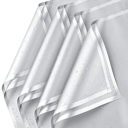 Jutieuo 20 Sheets Silver Flower Wrapping Paper, Waterproof Floral Wrap Silver Edge Bouquet Wrapping Paper Florist Supplies (22.8 x 22.8 inch)