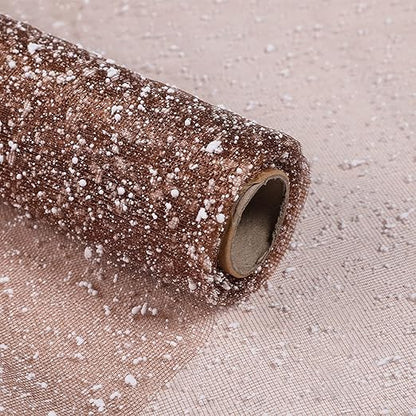 Flower Wrapping Mesh Florist Bouquet Gift Packaging DIY Snow Dot Yarn Floral Bouquet Craft Net Paper Florist Supplies 1Roll 19.7inch x 4Yard (Coffee)