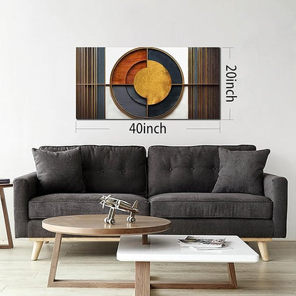 Large Canvas Wall Art for Living Room Bedroom Home Office Brown and White Wood Color Geometrical Picture Modern Canvas Prints Framed Wall Decor Size 20x40