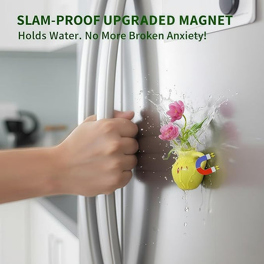 10-Pack Magnetic Mini Bud Vases Gift Set – Mixed Ceramic & Glass Holders for Fridge, Locker & Whiteboard – Upgraded Slam-Proof Magnets – Cute Bulk Gifts for Coworkers, Teachers & Office Decor