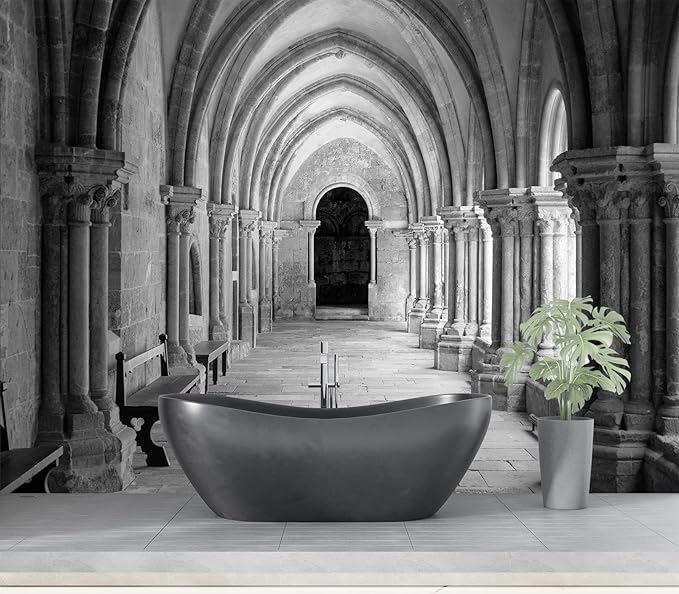 Eierme-Vaulted Ceiling Inside The Monastery, Panoramic View of Beautiful Arcades Peel and Stick 137" x 102"