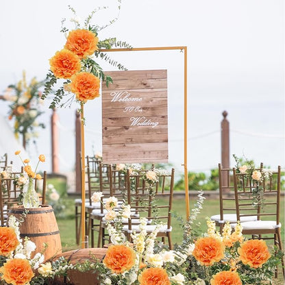 20pcs 5" Artificial Flower Peonies, Silk Peonies with 6" Stems, Flowers Suitable for Wedding Bouquets, Home Party Decoration (Orange)