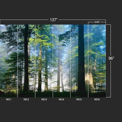 Forest Landscape Wall murals Woodland Tree Peel and Stick Wallpaper for Bedroom Living Room - 96"x137"