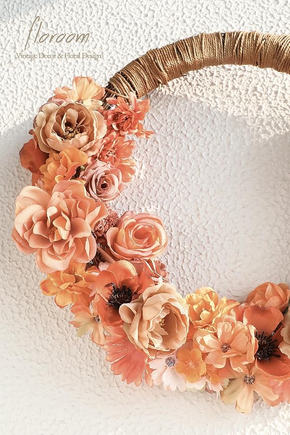 Floroom Mini Artificial Flower Heads Burnt Orange & Terracotta Fake Peony Daisy Rose Multicolor Small Faux Silk Flower Heads for Cake Craft Garland Wedding Party Graduation Cap DIY Home Decoration